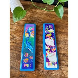 1990’s Lisa Frank Dolphin OR Celestial Pencil Case with Matching Pencils/Eraser
